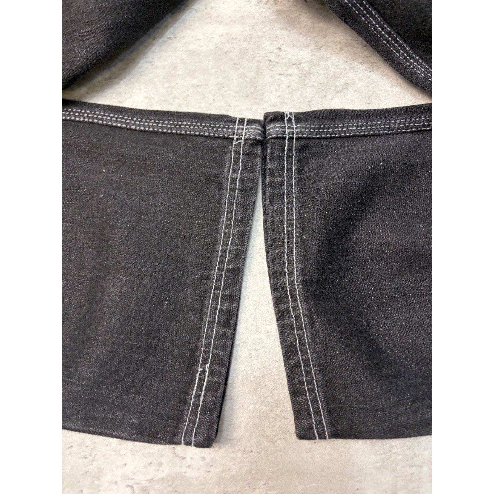 Vintage Y2K Womens Johnny Blaze Embroidered Script Black Wash Denim Pants