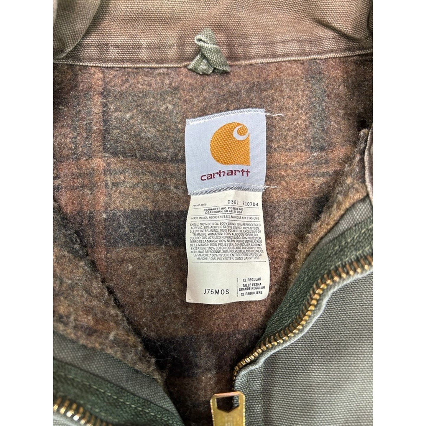 Vintage 90s Carhartt Blanket Lined Canvas Workwear Detroit Jacket Size XL J76MOS