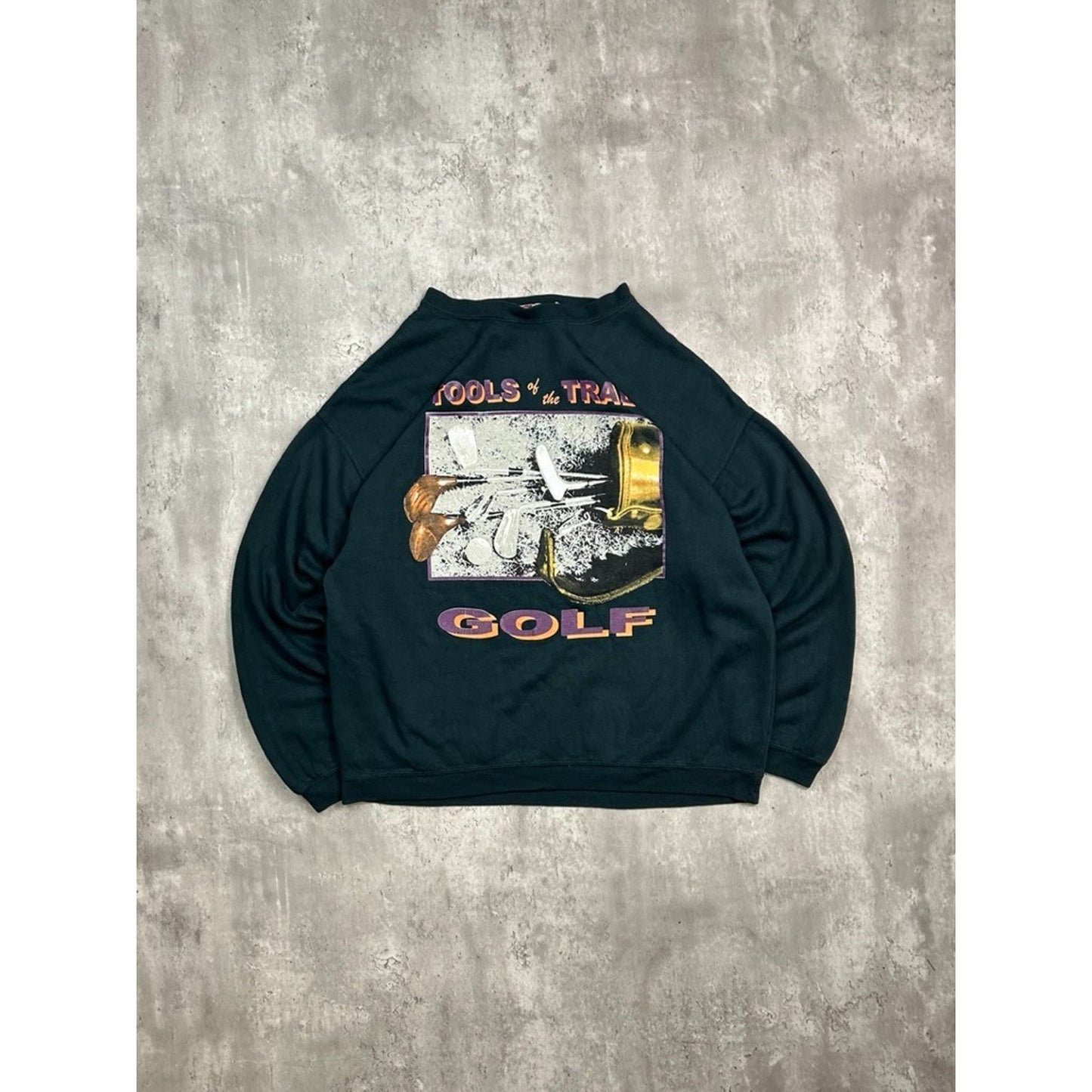Vintage 90s Golf Tools Of The Trade Golf Club Spellout Graphic Sweatshirt Sz XL