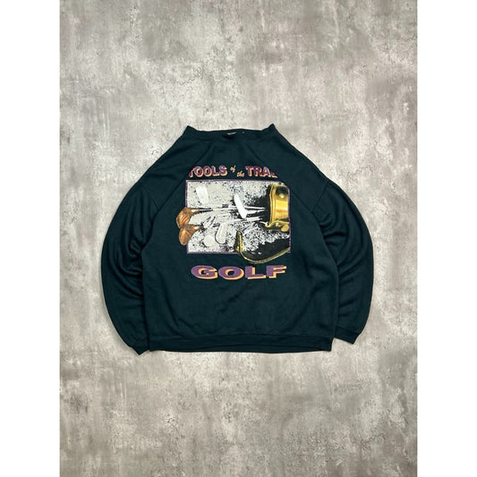 Vintage 90s Golf Tools Of The Trade Golf Club Spellout Graphic Sweatshirt Sz XL