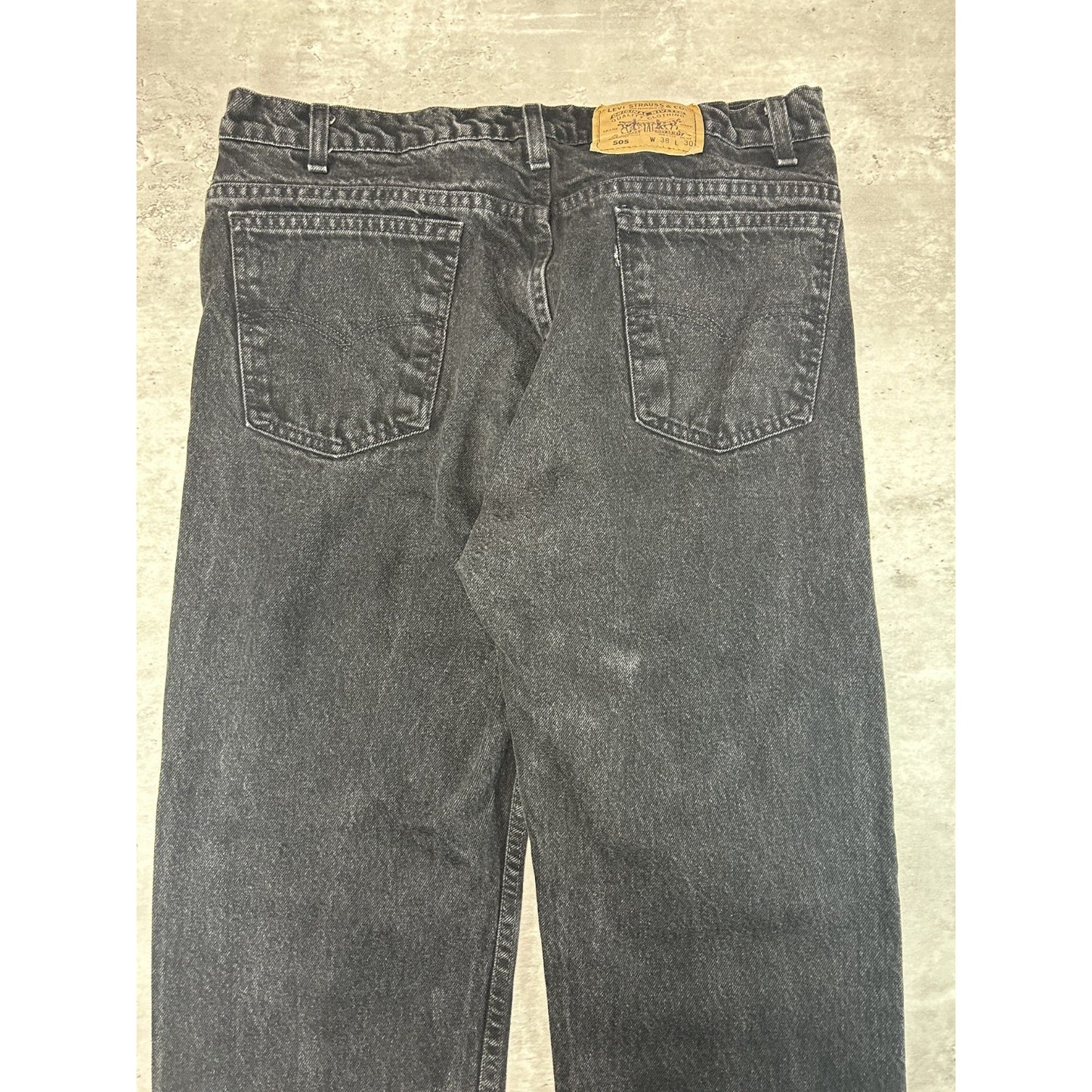Vintage 90s Levis 505 Black Tab Black Denim Pants Size 36