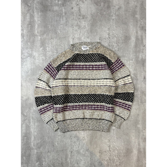 Vintage 90s Private Club Striped Pullover Ribbed Knit Sweater Size Large