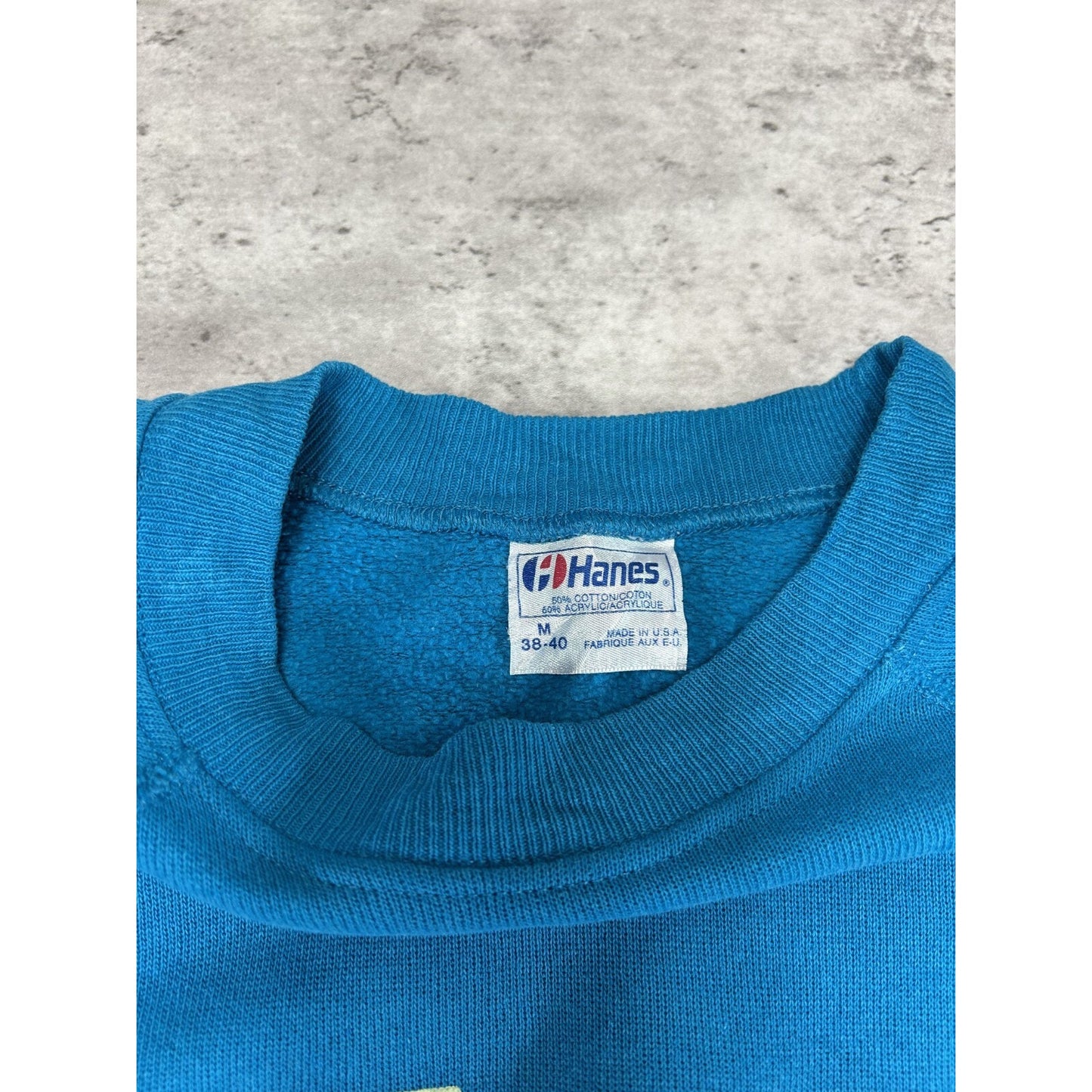 Vintage 80s/90s #66 Graphic Distressed Sweatshirt Size Medium Blue