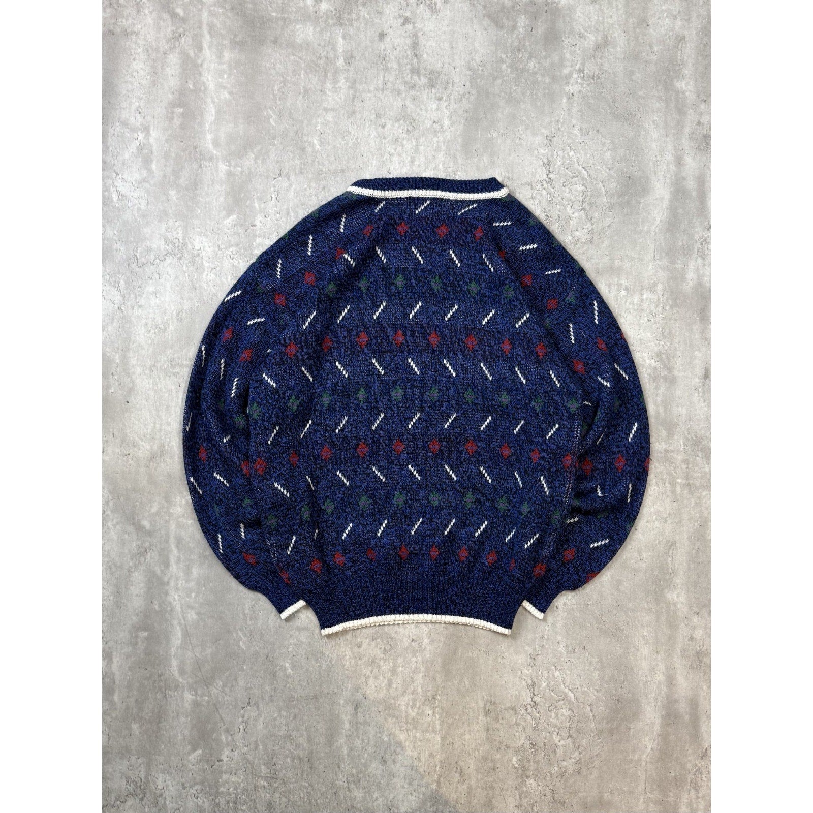 Vintage 90s Van Heusen Abstract Striped Pullover Knit Sweater Size Large Tall