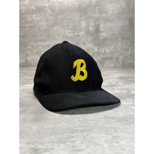 Vintage 80s/90s Stitched B Two Tone Snapback Hat OSFA Black/Yellow
