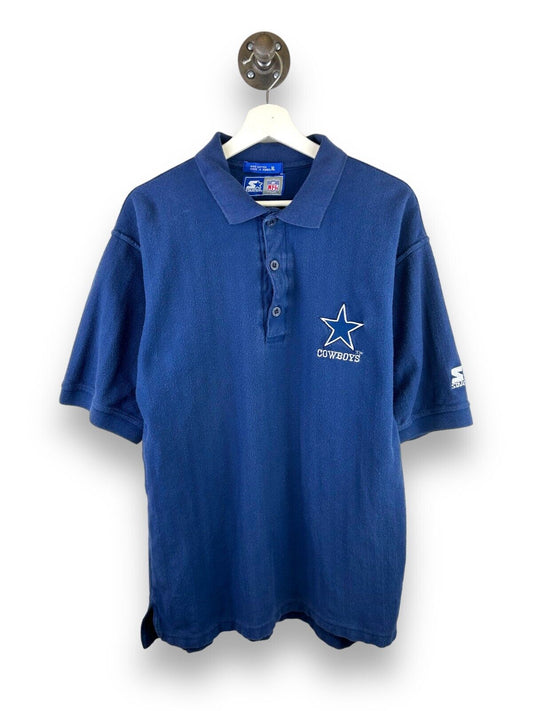 VTG 90s Dallas Cowboys Embroidered NFL Starter Polo 1/4 Button Up Shirt Size XL