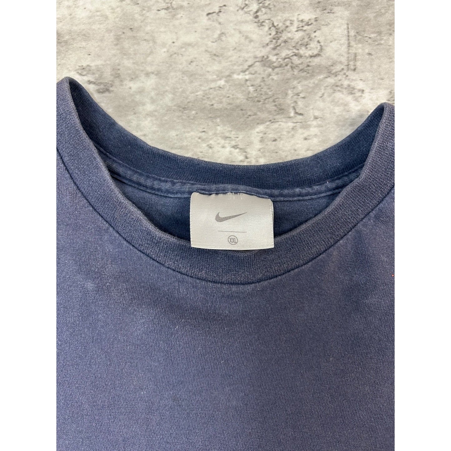 Vintage Nike Mini Swoosh Sleeve Graphic Pocket T-Shirt Size 2XL Blue