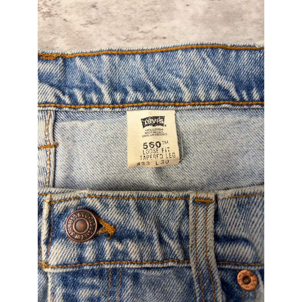 Vintage 90s Levis 560 Red Tab Loose Fit Light Wash Denim Pants Size 31