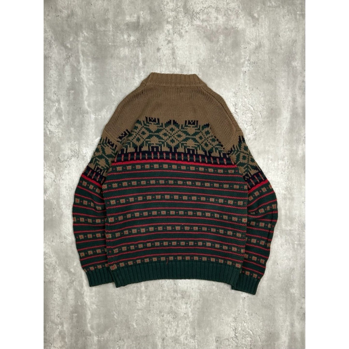 Vintage Eddie Bauer Snowflake Striped Print Pullover Knit Sweater Size Large