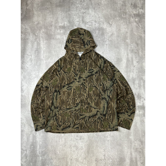 Vintage 80s/90s Muleskin Tree Camo Hunting Full Zip Hooded Sweatshirt Size XL