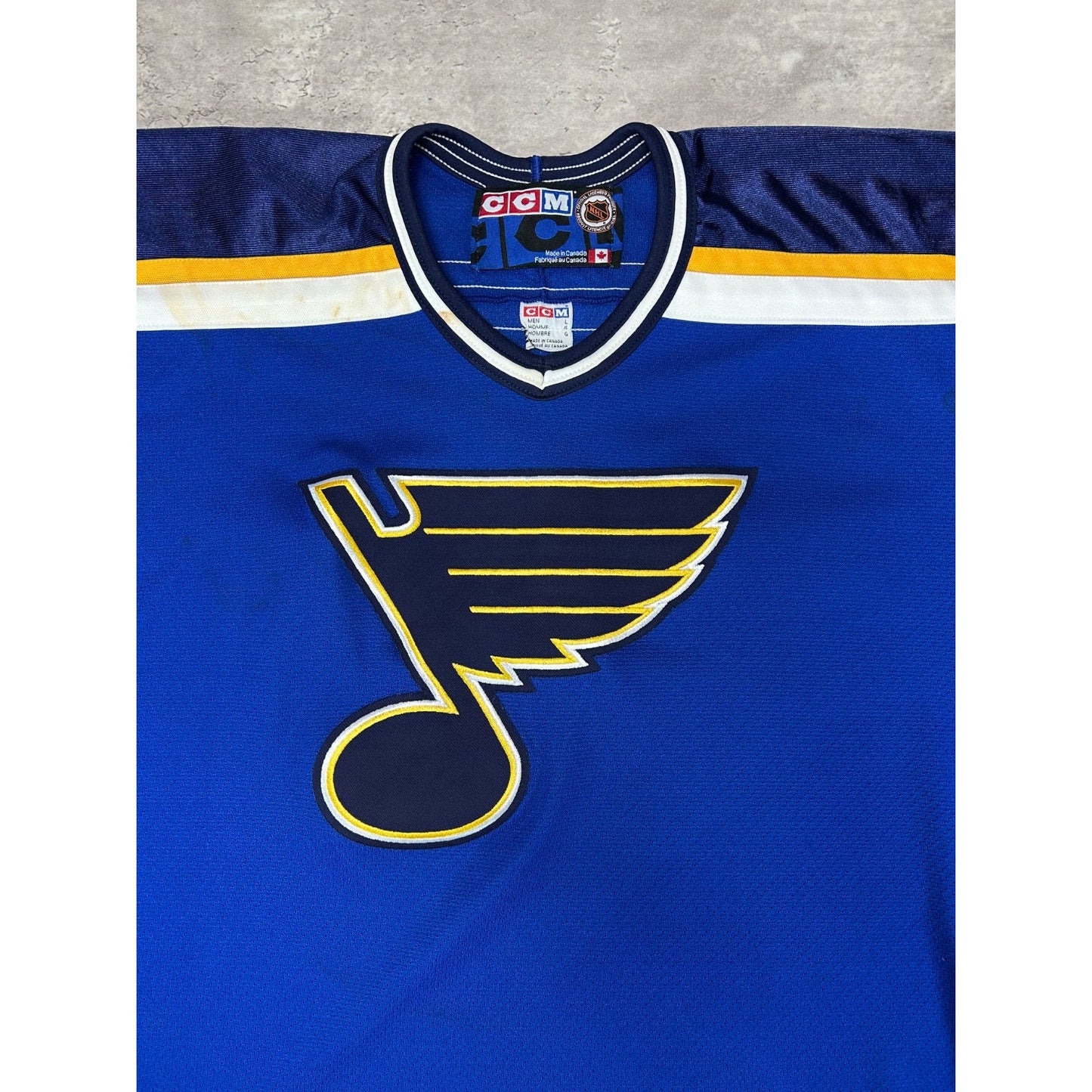 Vintage 90s St Louis Blues NHL Stitched CCM Hockey Jersey Size Large