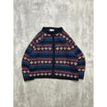 Vintage 90s Dress Barn Abstract Striped Full Zip Knit Sweater Size XL