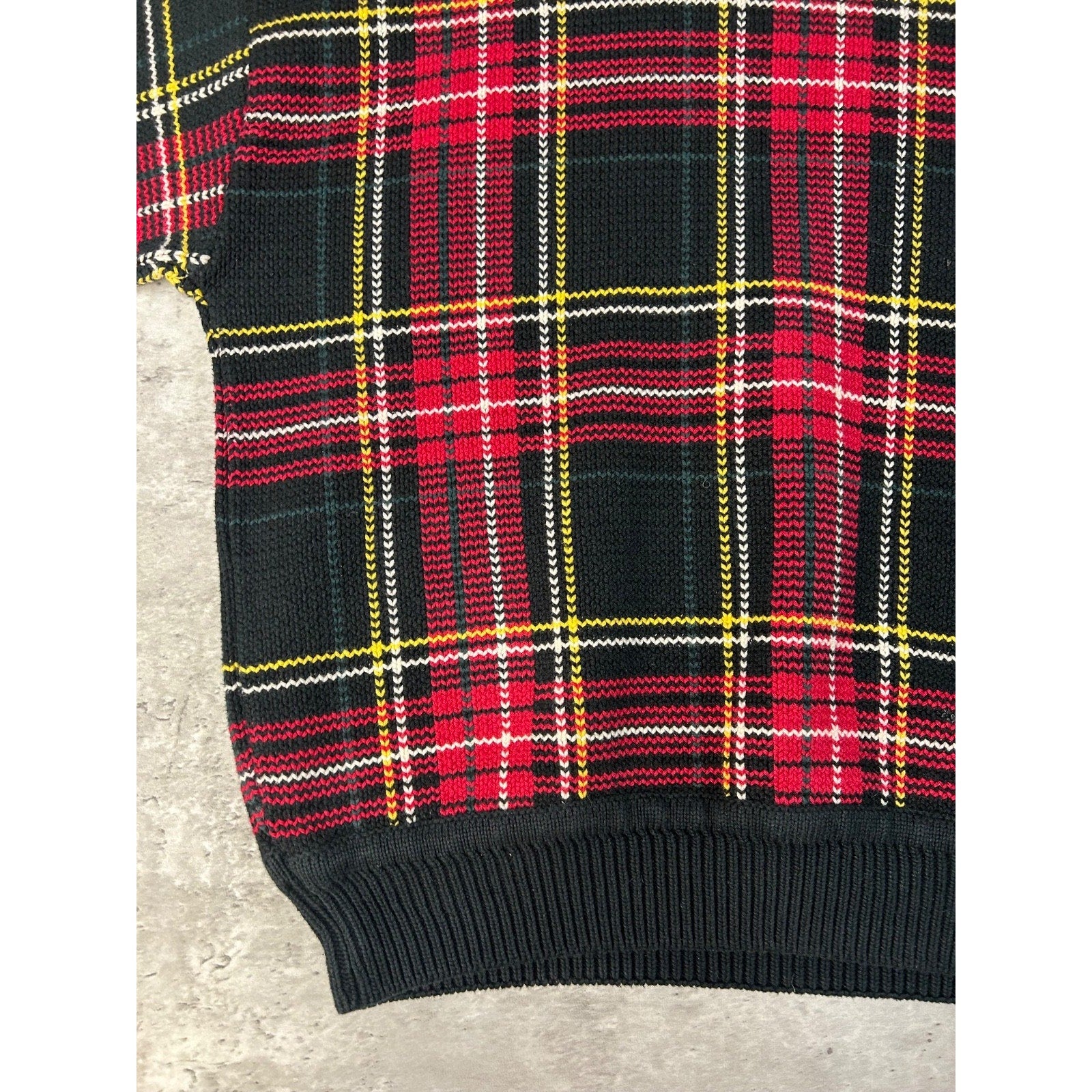 Vintage 90s Plaid Print Pullover Ribbed Knit Sweater Size Large