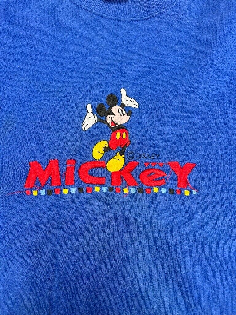 Vintage 80s Disney Mickey Mouse Embroidered Cartoon Graphic Sweatshirt Size XL