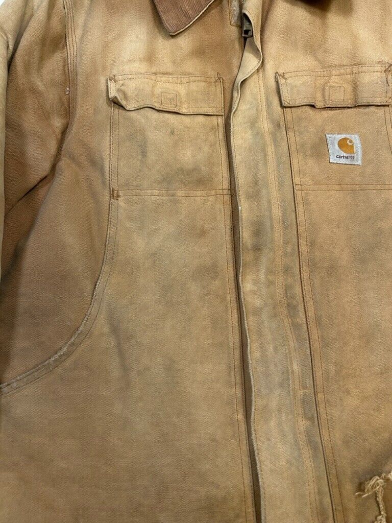 Vintage Carhartt Quilted Lined Canvas Work Wear Arctic Coat Jacket Size Large