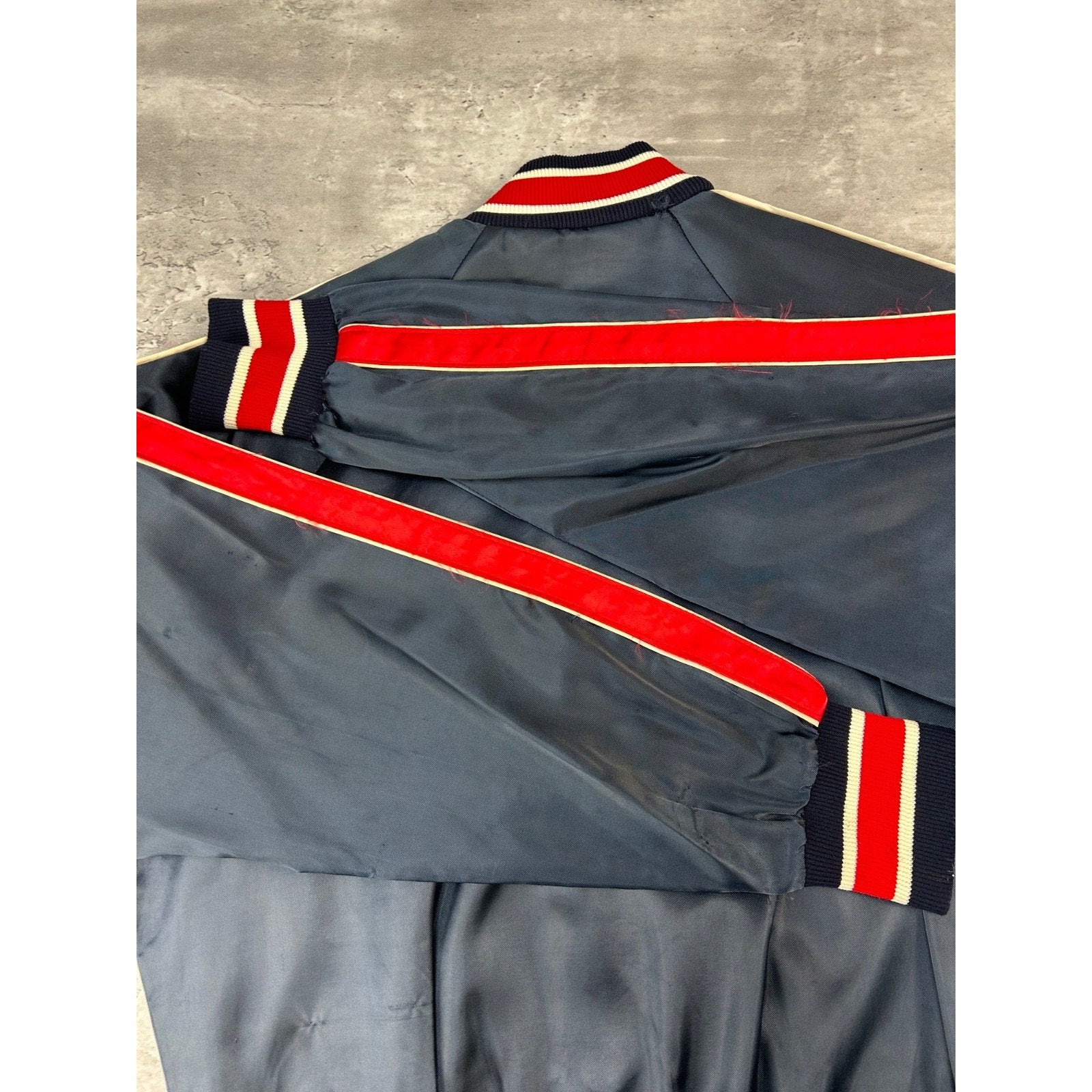 Vintage 80s Playboy Embroidered Logo Satin Bomber Jacket Size Small