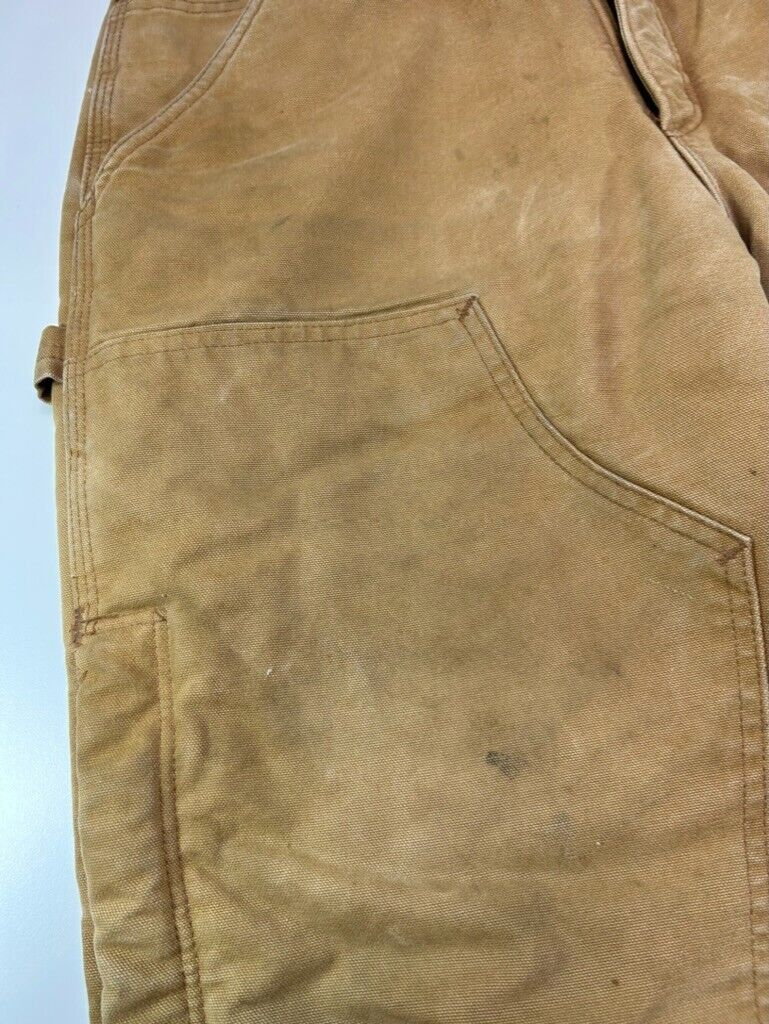 Vintage Carhartt Fleece Lined Canvas Workwear Double Knee Carpenter Pants Sz 34