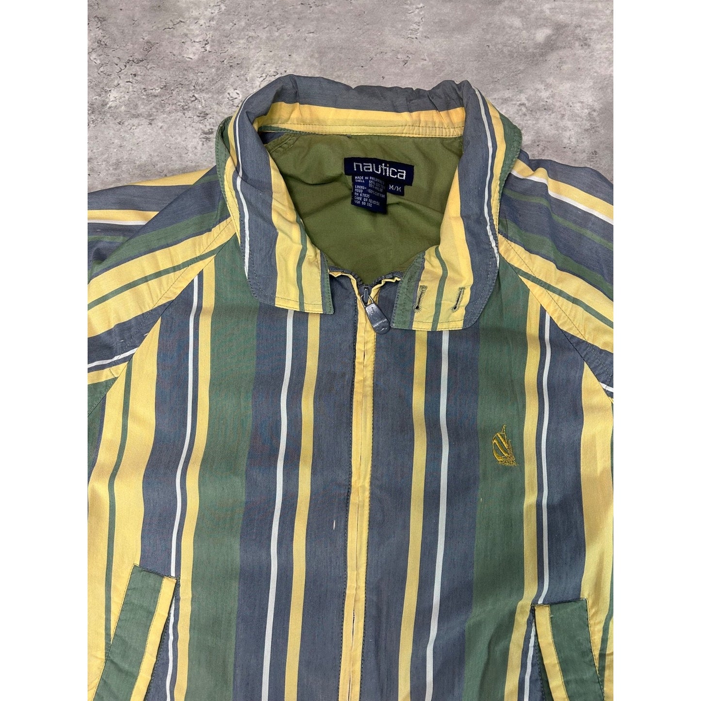 Vintage Nautica Embroidered Logo Striped Harrington Jacket Size Medium