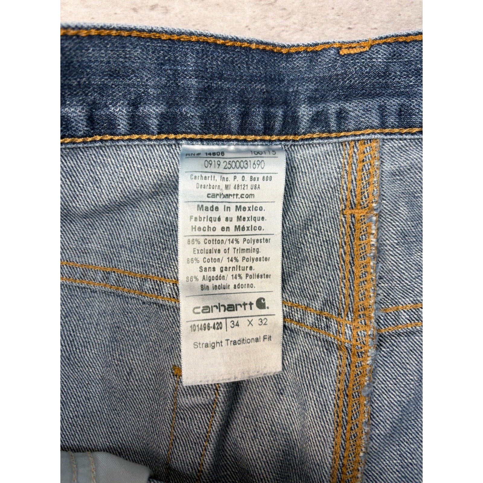 Vintage Carhartt Straight Traditional Fit Dark Wash Denim Pants Size 34