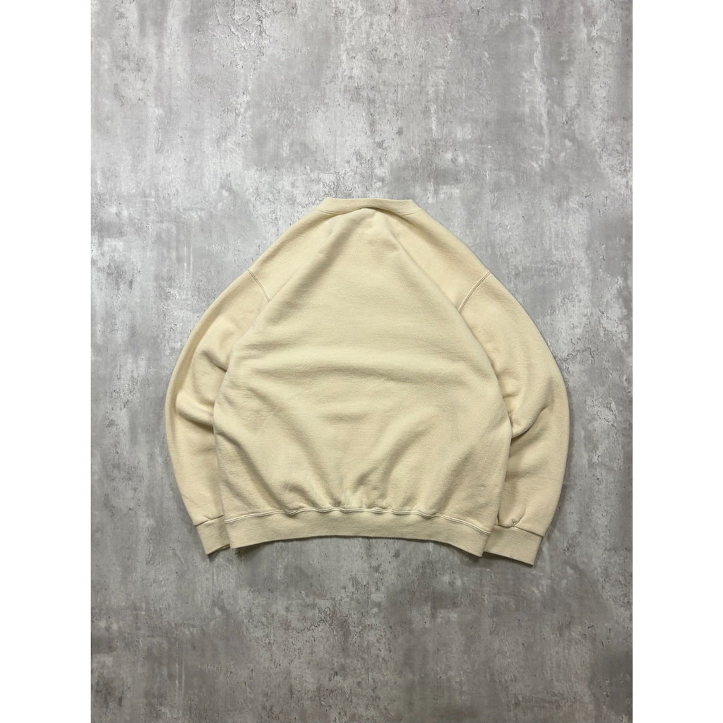 Vintage 2000s Nike Embroidered Mini Swoosh Cream Crewneck Sweatshirt Size Large