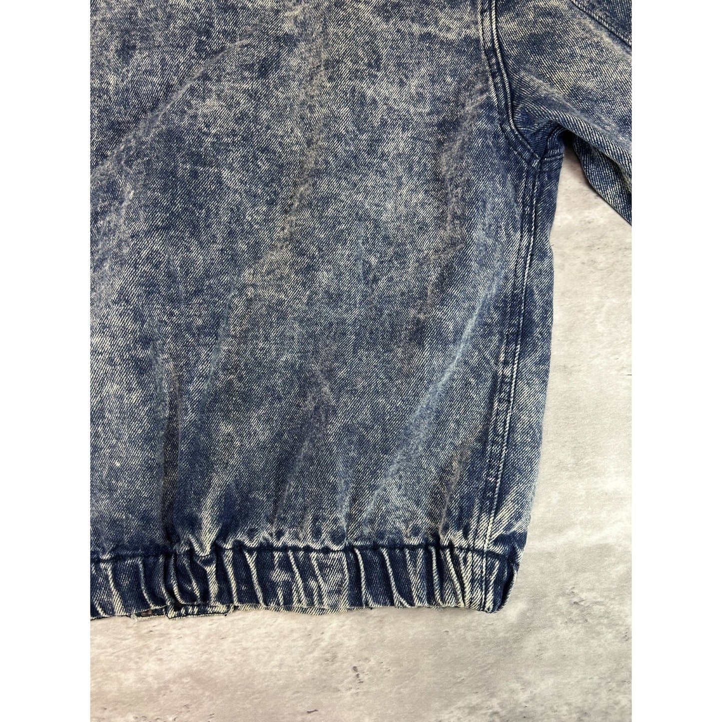 Vintage 90s Copter Acid Wash Full Zip Denim Bomber Jacket Size Medium Blue
