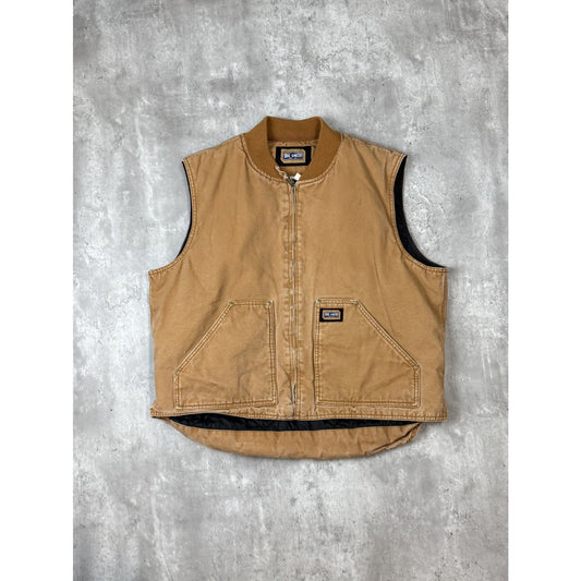 Vintage Big Smith Insulated Canvas Workwear Vest Size XL Beige