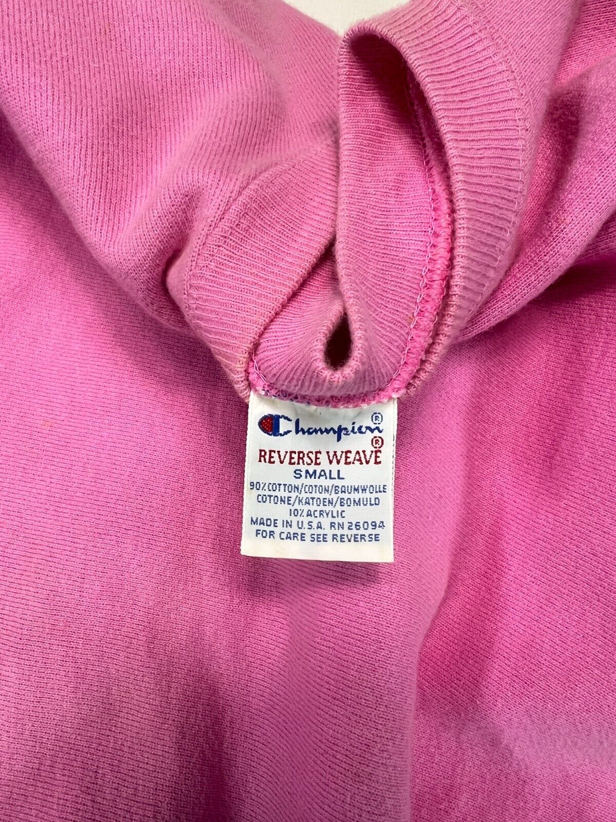 Vintage 90s Champion Reverse Weave Blank Sweatshirt Size Small Pink Made In USA