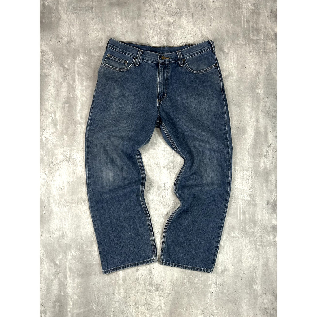 Carhartt Relaxed Fit Dark Wash Denim Workwear Pants Size 36