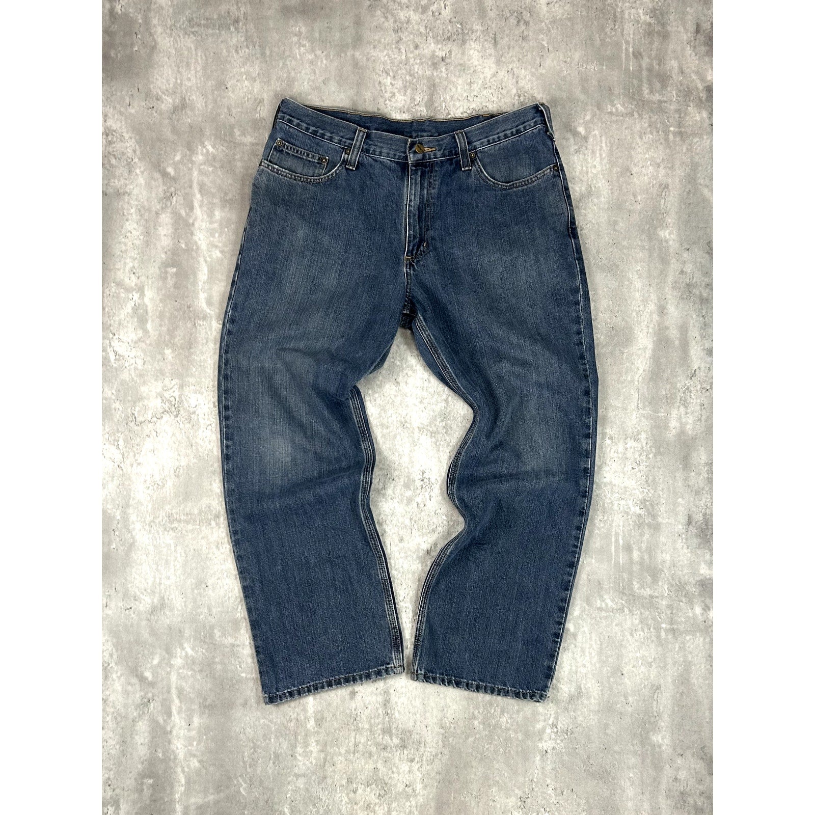 Carhartt Relaxed Fit Dark Wash Denim Workwear Pants Size 36