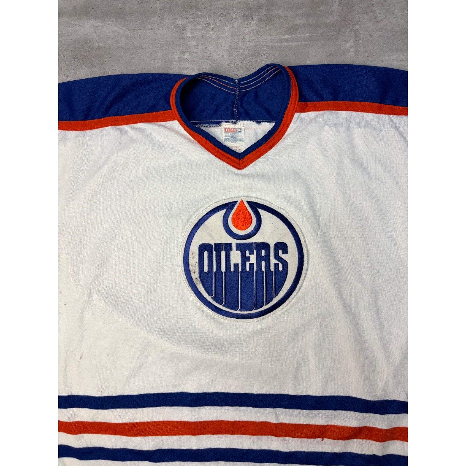 Vintage 1988 Edmonton Oilers NHL CCM Maska Hockey Jersey Size XL