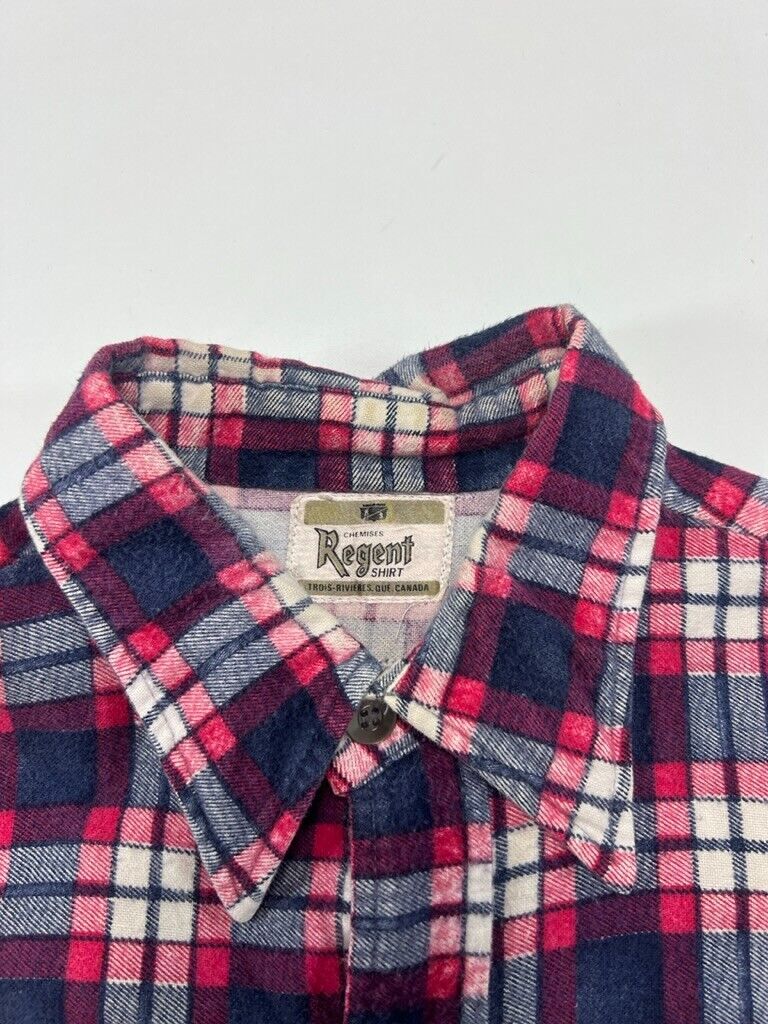 Vintage 90s Regent Double Pocket Plaid Chemises Button Up Shirt Size Large