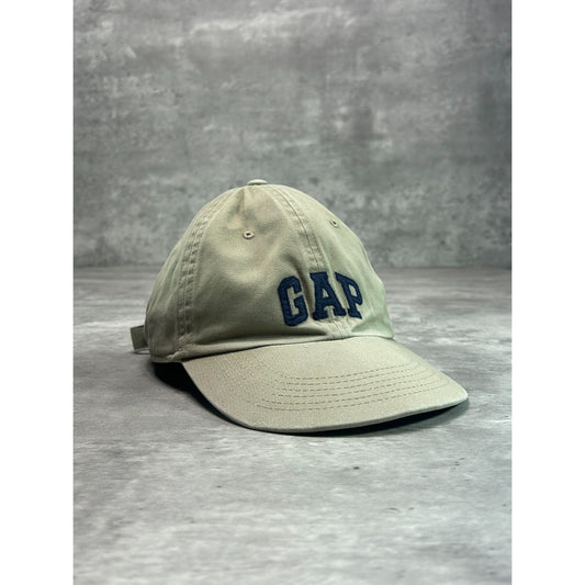 Vintage Gap Embroidered Arc Spellout Strapback Hat OSFA Beige