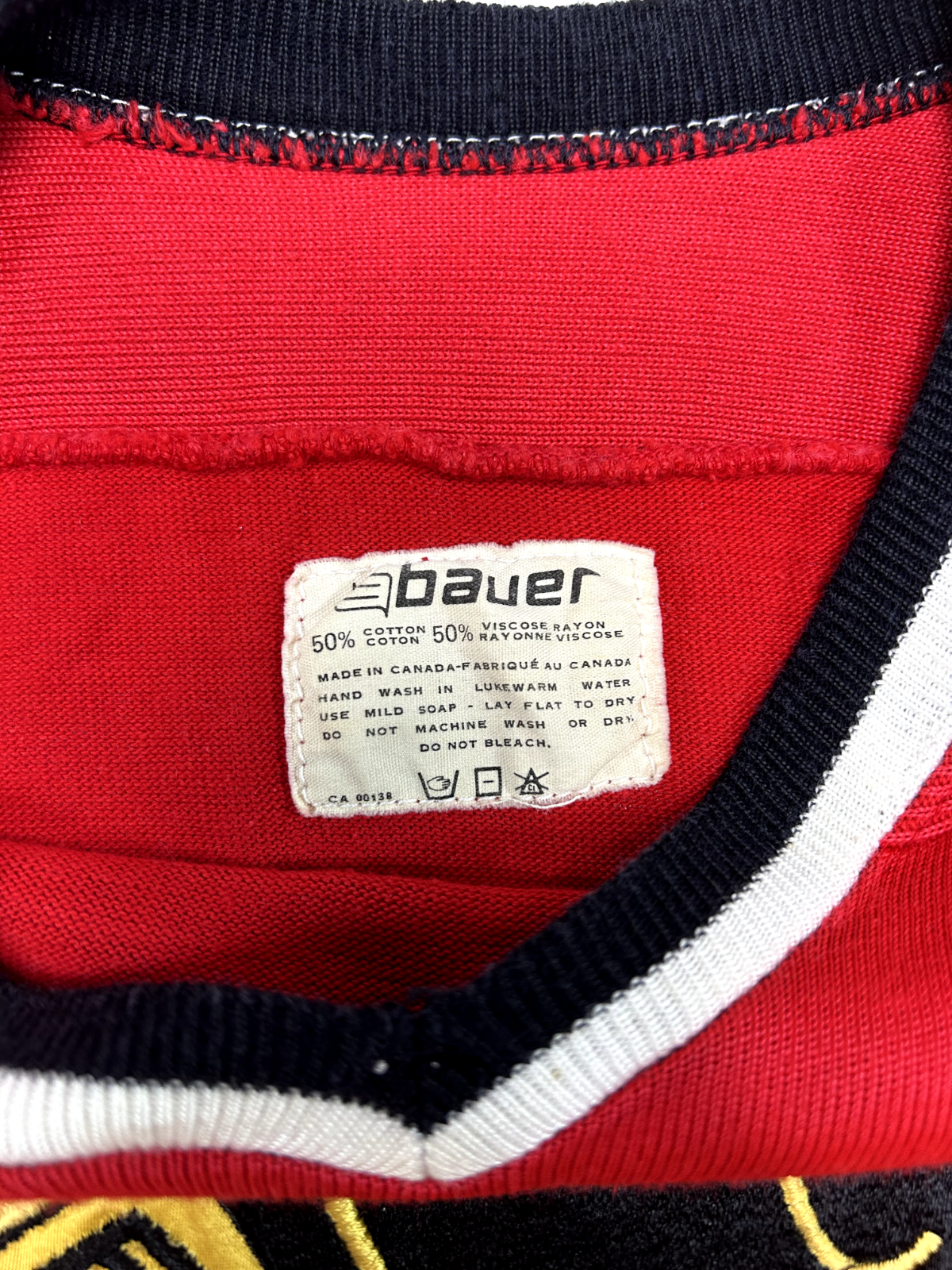 Vtg 70s/80s #35 Chicago Blackhawks NHL Stitched Bauer Hockey Jersey Size Small