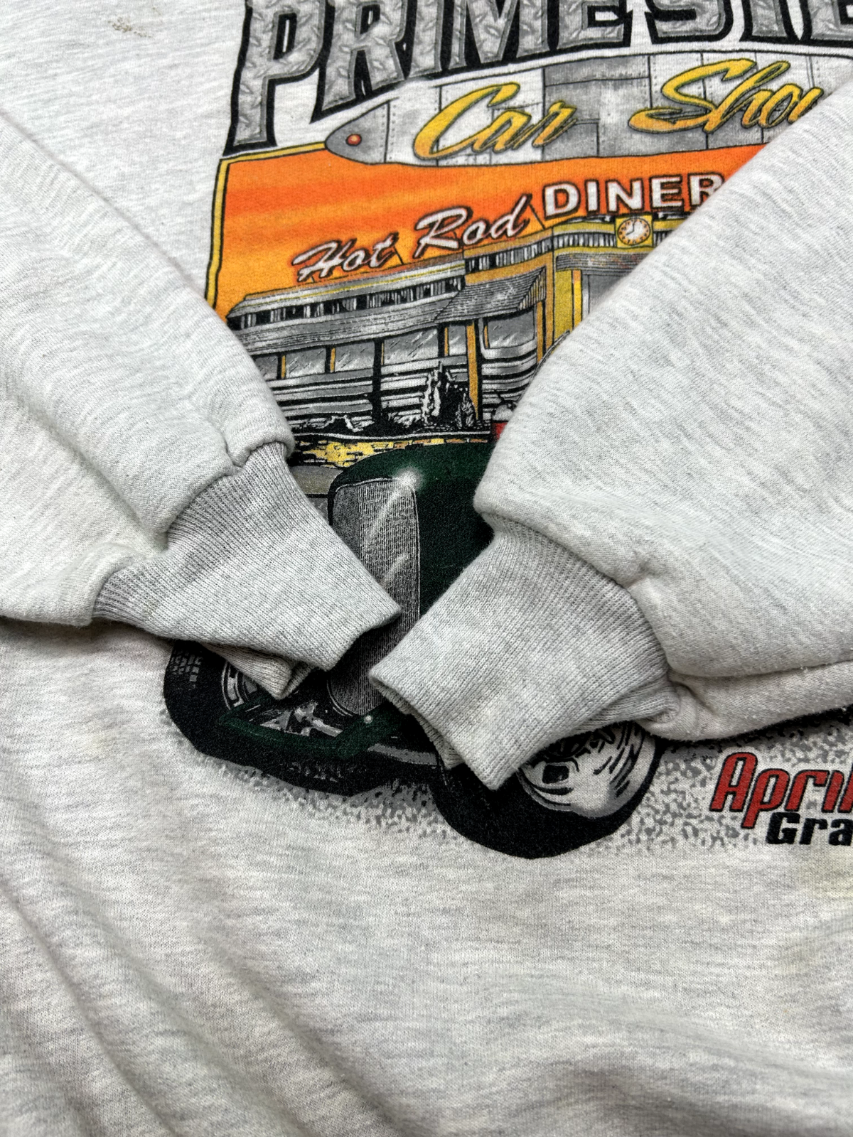 Vintage Prime Steel Hot Rod Car Show Graphic Sweatshirt Size XL Gray