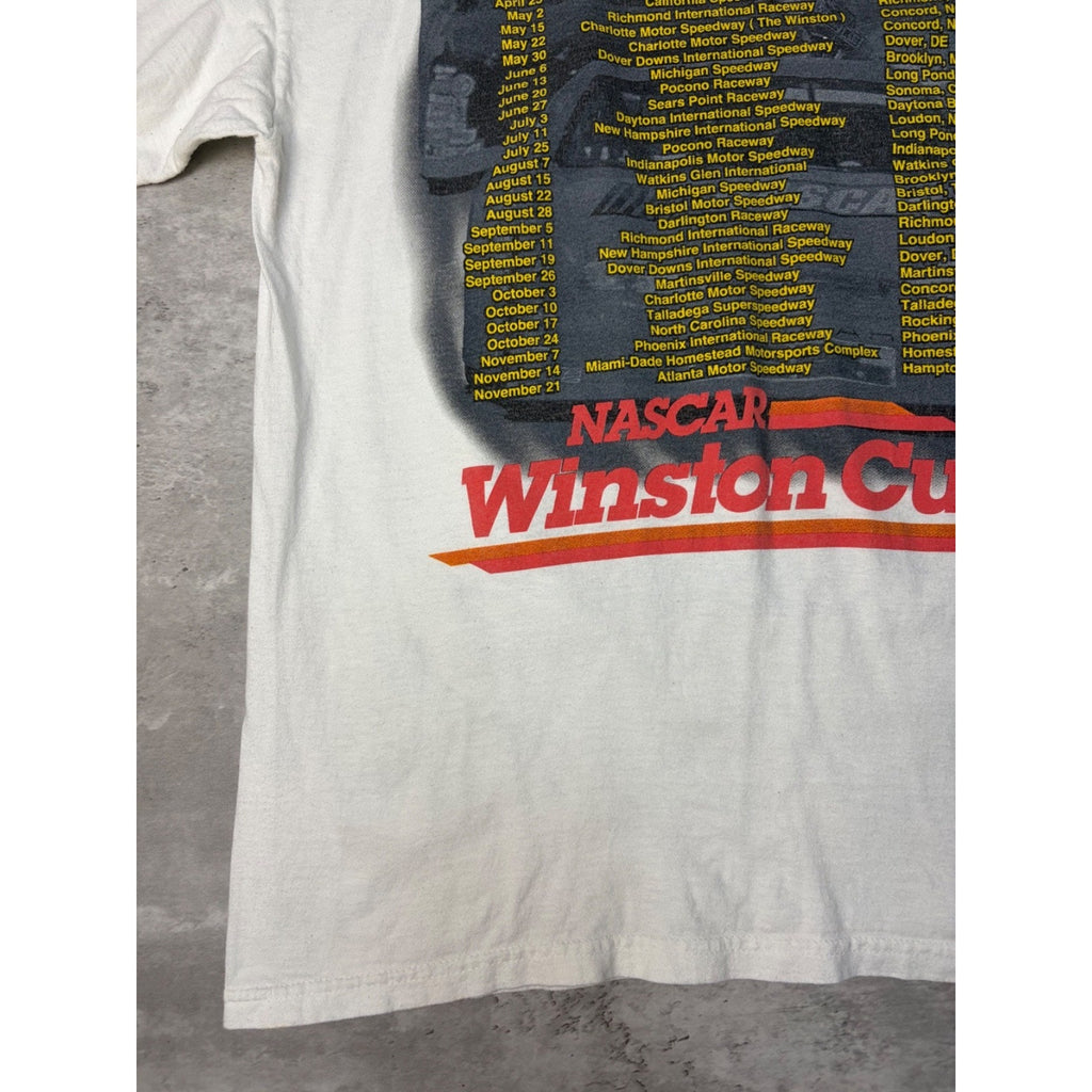 Vintage 1999 Nascar Winston Cup Tour Racing Schedule Graphic T-Shirt Size XL