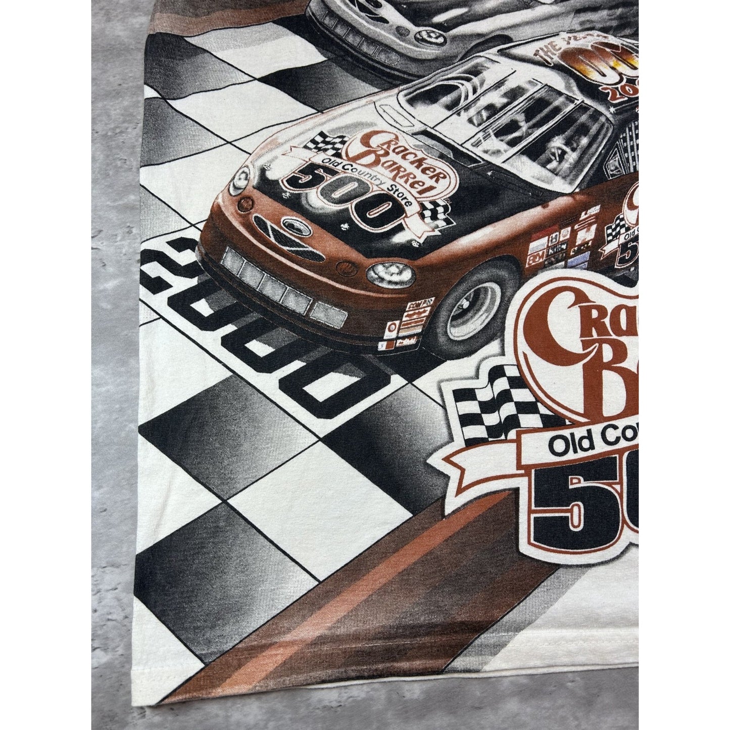 Vintage 90s Nascar Cracker Barrel 500 All Over Print Graphic T-Shirt Size Medium