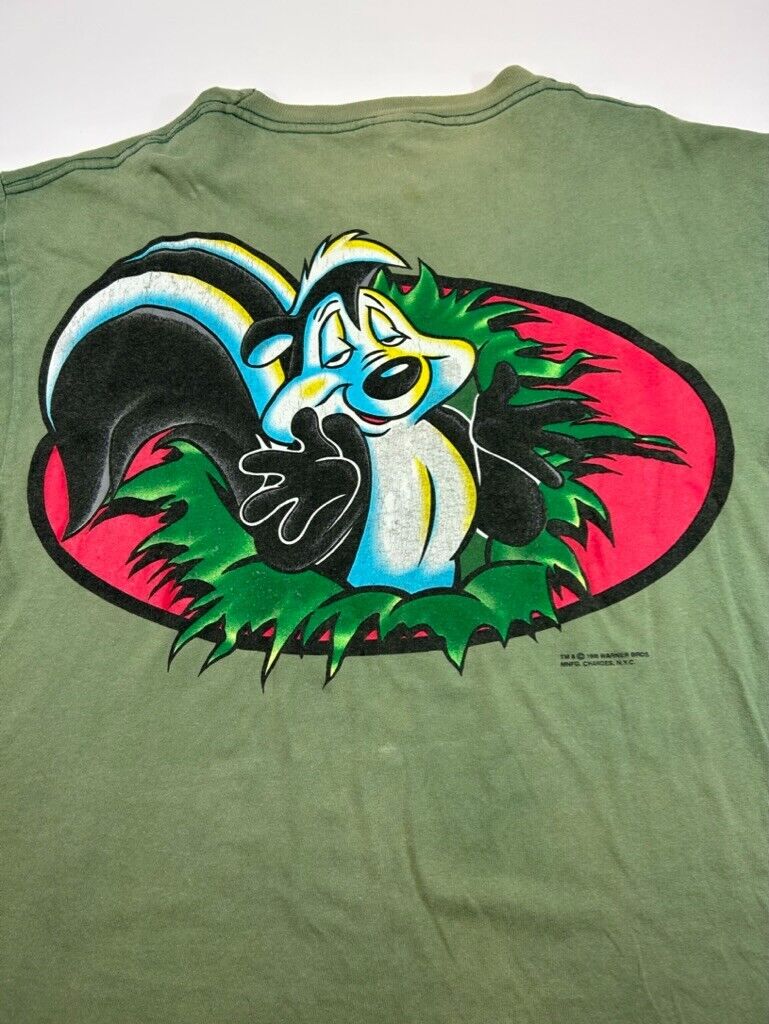 Vintage 1996 Looney Tunes Pepe Le Peu Cartoon Character Graphic T-Shirt Size XL