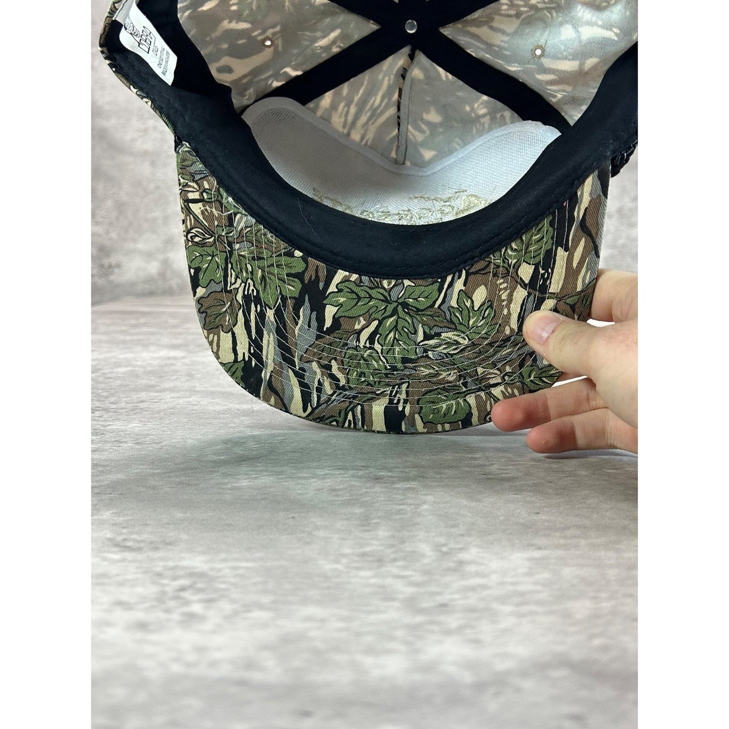 Vintage 90s Team Aggregate Embroidered Spellout Tree Camo Snapback Hat OSFA