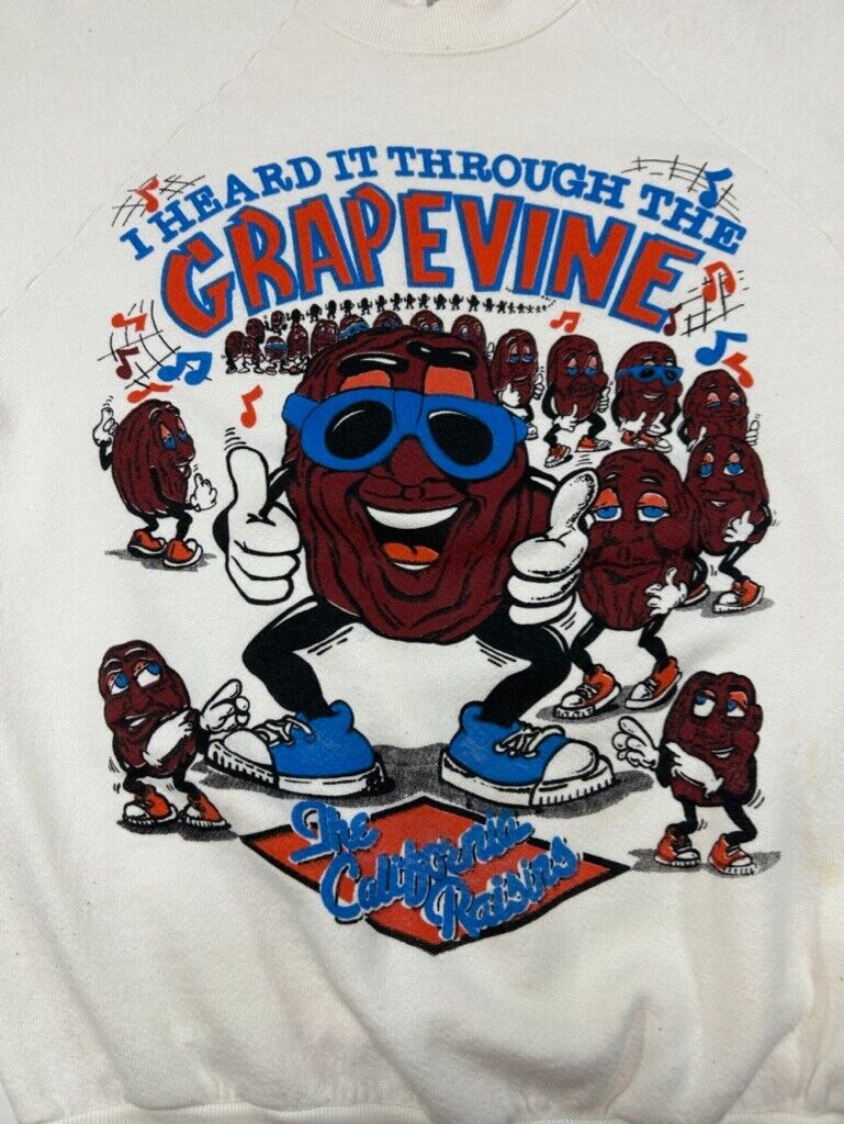 Vintage 80s California Raisins Through The Grapevine Graphic Sweatshirt Sz Large