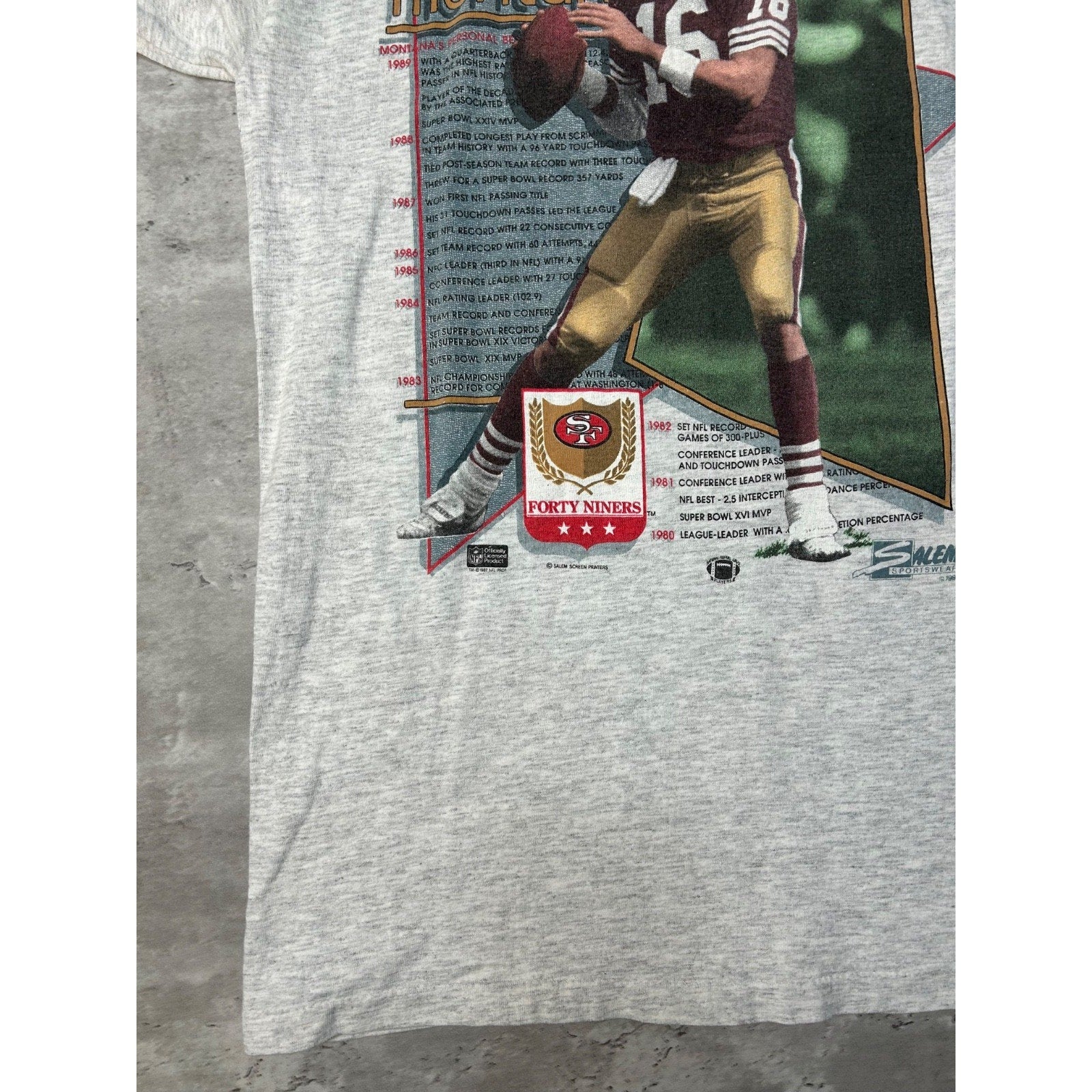 VTG 1987 Joe Montana #16 San Francisco 49ers NFL Player Graphic T-Shirt Sz Large