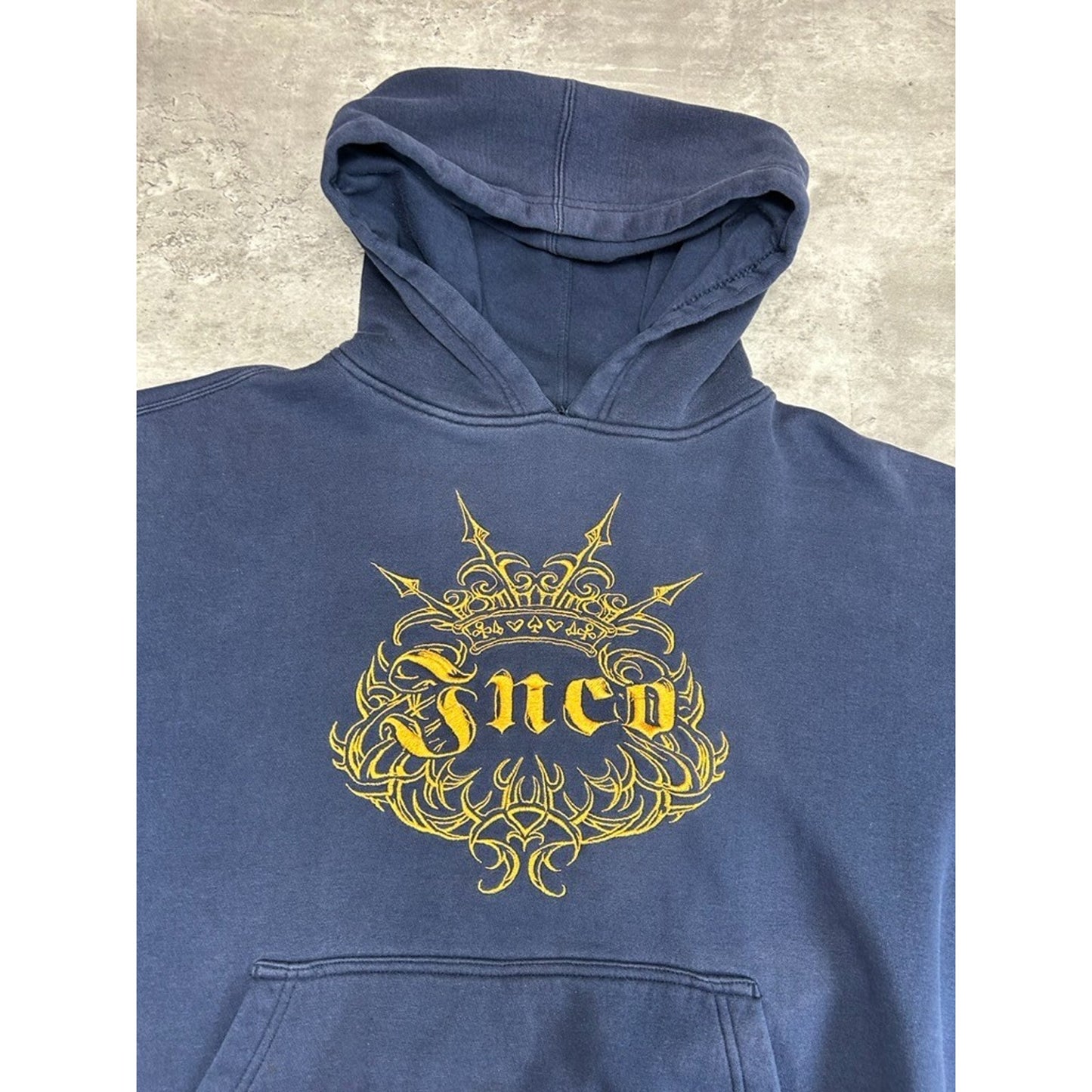 Vintage Y2K JNCO Embroidered Spellout Pullover Hooded Sweatshirt Size Medium