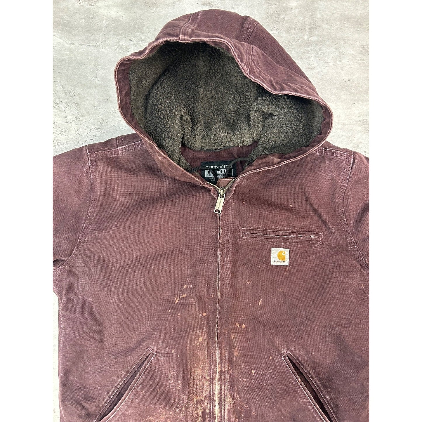 Vintage Carhartt Fleece Lined Canvas Workwear Hooded Detroit Jacket Women's Med