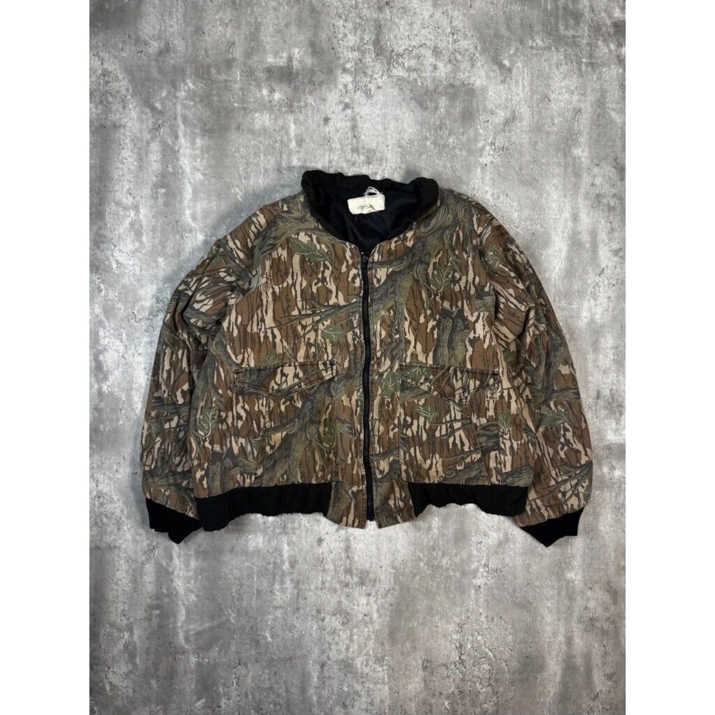 Vintage 90s Mossy Oak Tree Camo Hunting Bomber Jacket Size XL