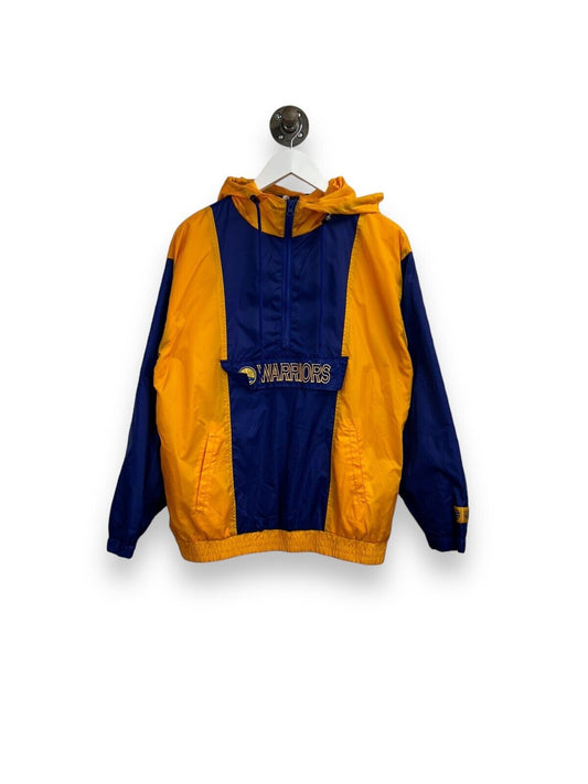 Golden State Warriors NBA Embroidered Logo Quarter Zip Nylon Jacket Size Small