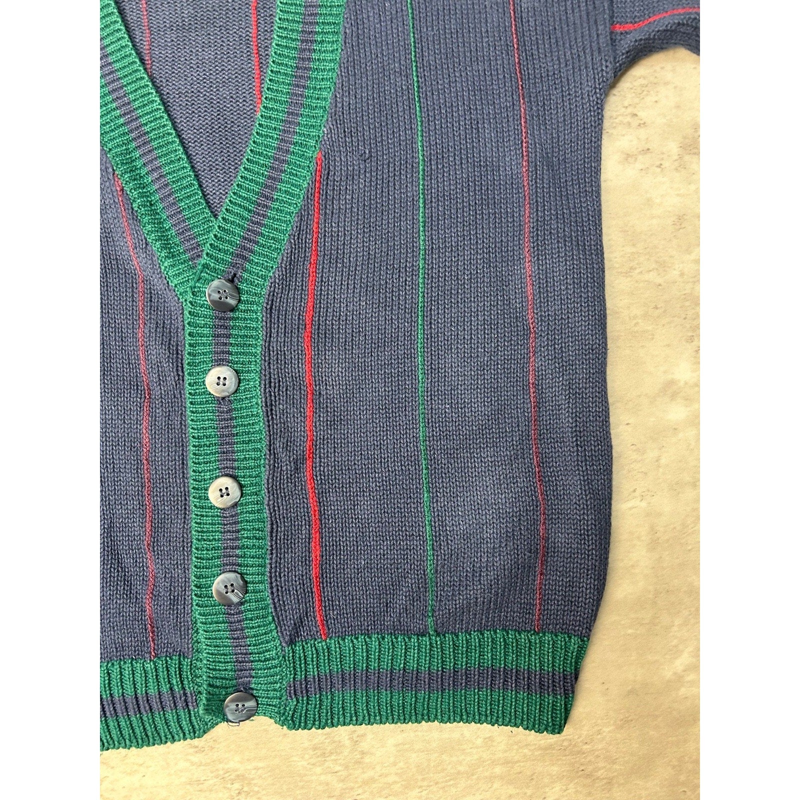 Vintage 80s/90s Striped Button Down Knit Cardigan Sweater Size YOUTH XL