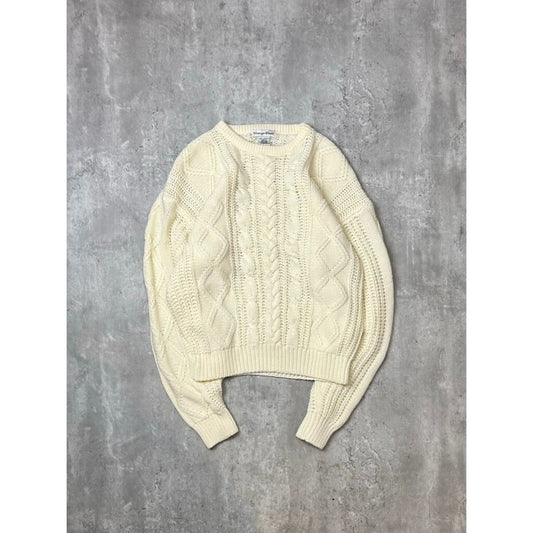 Vintage 1980s/90s Carriage Court Cable Knit Pullover Ribbed Sweater Size Medium