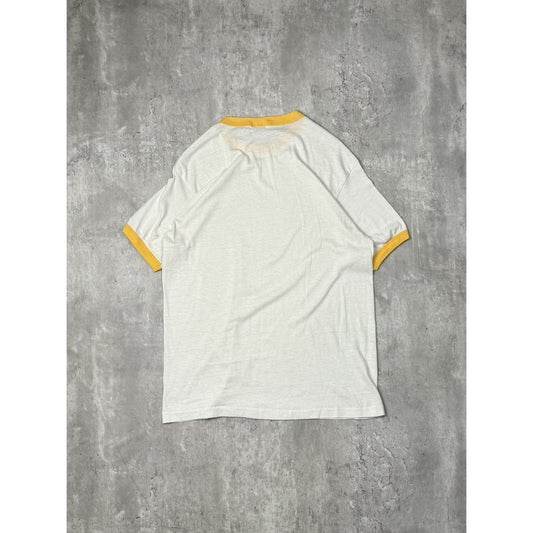 Vintage 1980s Hanes Blank Yellow/White Ringer T-Shirt Size Large