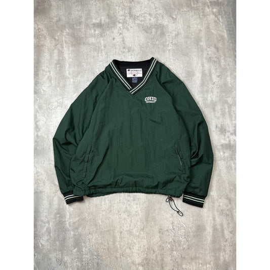 Vintage 90s Ohio University NCAA Embroidered Pull Over Windbreaker Jacket Sz XL