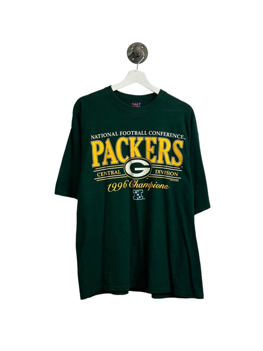 Vintage 1996 Green Bay Packers NFL NFC Champs Spell out Graphic T-Shirt Sz Large