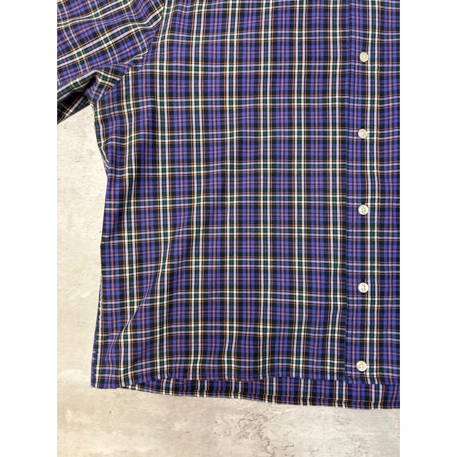 Vintage Chaps Embroidered Crest Plaid Cropped Button Up Shirt Size XL